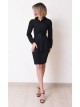 00795 Платье черное из костюмной ткани с нагрудными карманами и поясом